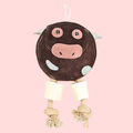 Suede Cow Dog Toy with Rope & Bone – Natural Chew Toy