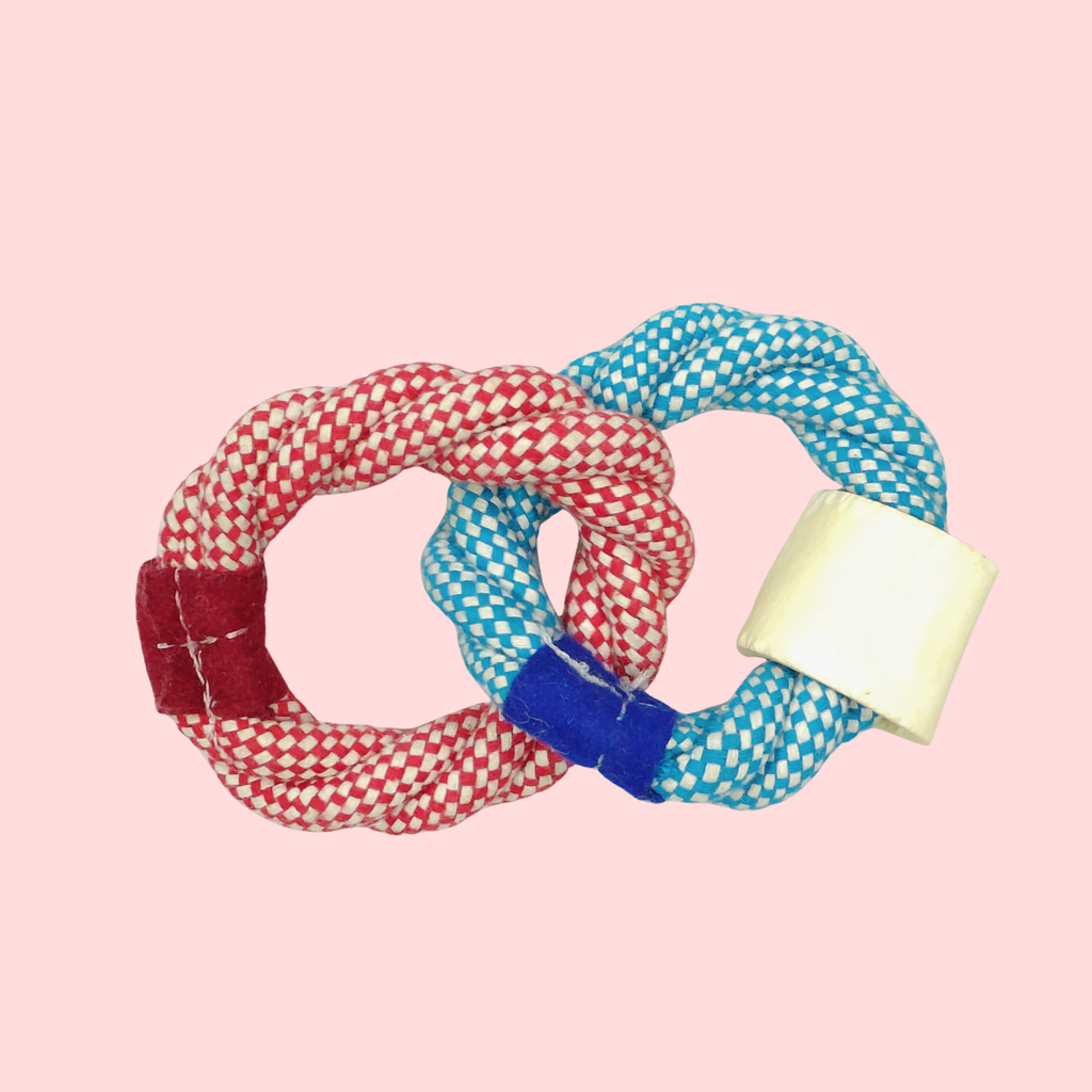 Natural Cotton Rope Dog Toy – Double Ring Chew Toy for Puppies & Small Dogs | Durable & Safe