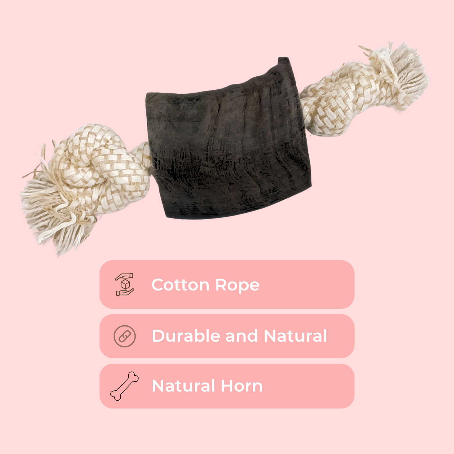 Rope Bone Toy with Natural Horn Center
