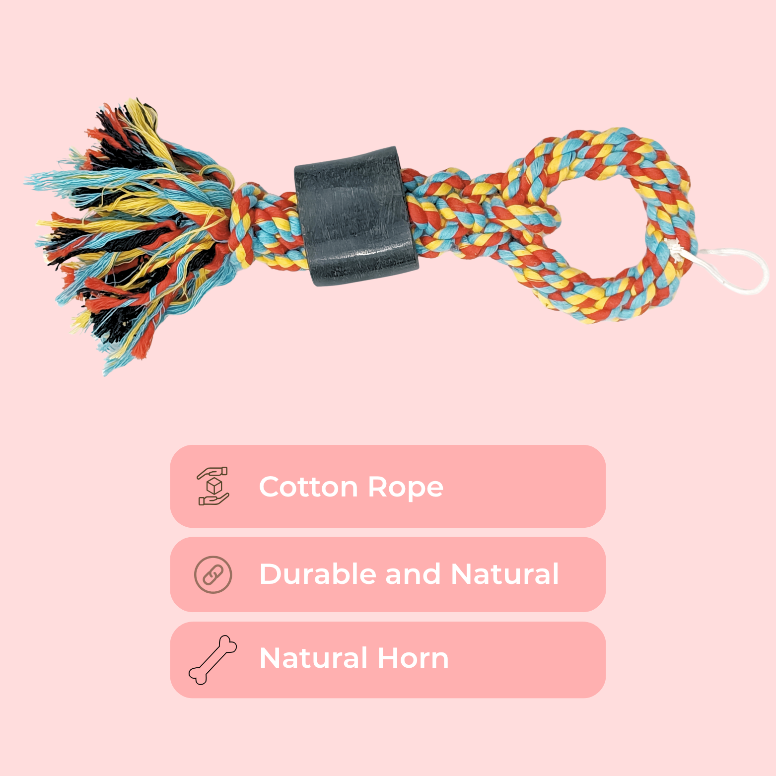 Colorful Braided Rope Tug Toy with Horn