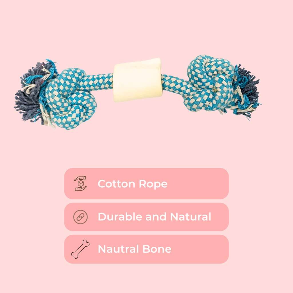 Natural Rope & Bone Double Knot Dog Toy – Durable Chew Toy