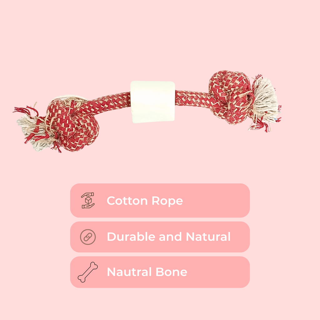 Natural Rope & Bone Knot Dog Toy – Strong Chew Toy for Dogs
